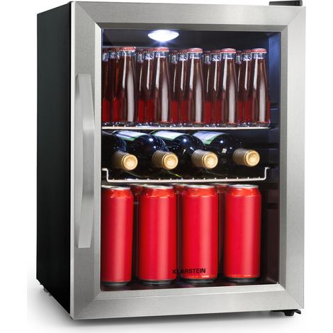 Klarstein Beer Fridge, Glass Mini Fridge for Bedrooms, Food, & Drinks, Small Fridge Wine Cooler, Glass Door Drinks Fridge, 33L Table Top Fridge w/ Removable Shelves, Indoor/Outdoor Home Bar Storage (1/5)