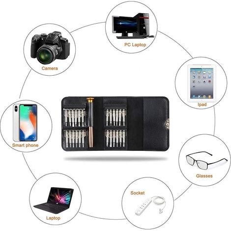 Tournevis Précision Kit,25-in-1 Mini Kit de Torx Tournevis Clés Allen Outils de Réparation pour iphone Portable Laptop Montre Bijoux Jouets Lunettes macBook (1/5)