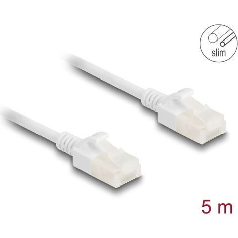 Delock Cable de red RJ45 Cat.6A macho a macho con pestillo robusto para uso industrial U/UTP Slim 5 m blanco
