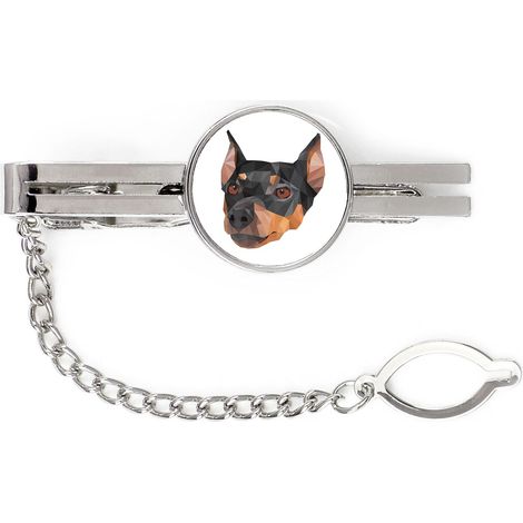 Pinscher alemán, Pinscher alemán - pinza de corbata geométrica con foto e inscripción Art-Dog (1/4)