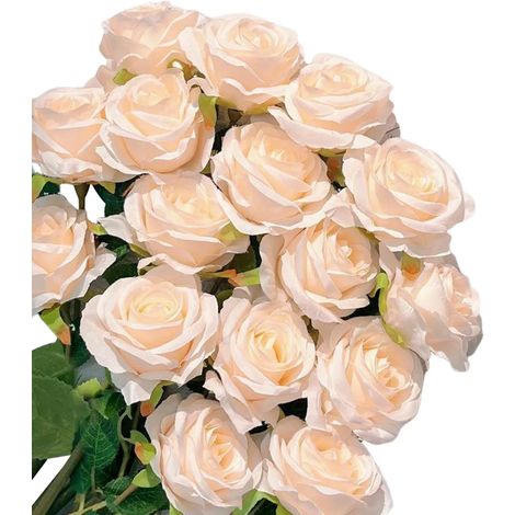12 roses artificielles, aspect réaliste, couleurs éclatantes, résistantes à la lumière, roses artificielles, bouquet, décoration de mariage (1/5)