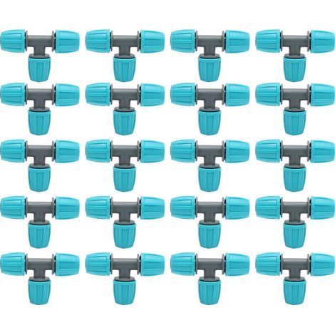 Zoternen 20 PZ 16mm Tee Tubo Connettore PE Tubi di Irrigazione Tee per Serre Giardini Agricoltura 9.3x6 CM