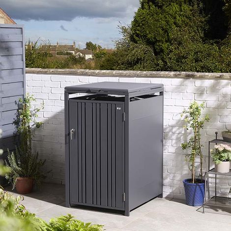Rowlinson Wimbledon Single Metal Bin Store - Anthracite (1/5)