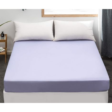 Drap Housse 140x190-200cm avec Bonnet 30cm Violet Clair Drap Housse 100 GSM en Microfibre 100% Polyester Doux, Résistant, Anti Plis (1/5)