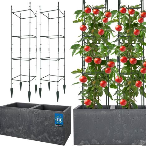 KOTARBAU® Pot de Fleur Exterieur, Pot de Plante, Treillis Plante Grimpante, Pot de Jardin, 77x39x37cm, Rectangulaire, Pot Effet Béton avec Bac Intérieur, Marengo, Tuteur Tomate, 29x29x120cm, PVC (1/5)