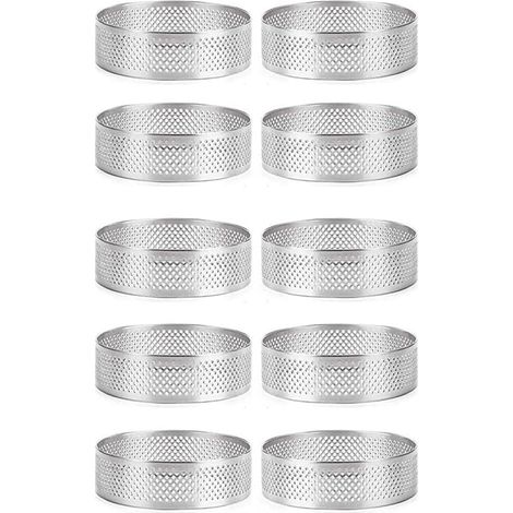 Lot de 10 Anneaux à tarte 7 cm Acier inoxydable Trous ventilation Pâtisserie cuisine