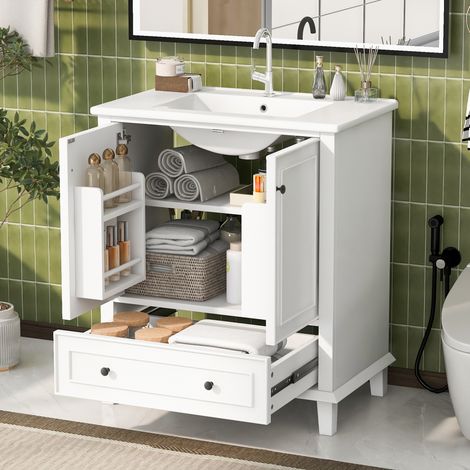 Mueble baño con lavabo cerámico 76x46x87 cm OKMYHOME (1/5)