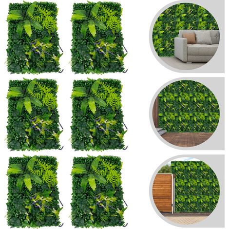 Lote de 6 piezas, 60 × 40 cm, muro vegetal artificial, vegetación artificial, vegetación mural, muro vegetal verde.