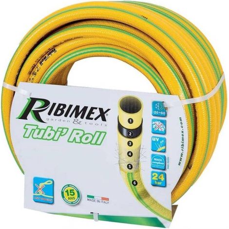 Tuyau de Arrosage Antivrille 25m D.25 mm - Jaune - Résistant et Flexible - Idéal pour Jardinage - D-Work