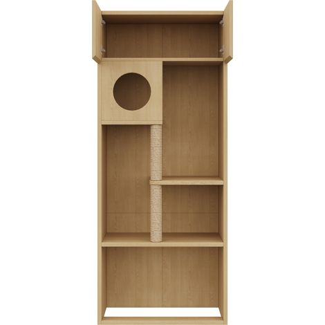 Mobile lettiera per gatti con tiragraffi in MDF colore naturale 80 x 45 x 193 cm MODENUIT (1/5)