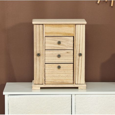 Portagioie in legno marrone con specchio integrato e 4 livelli (1/5)
