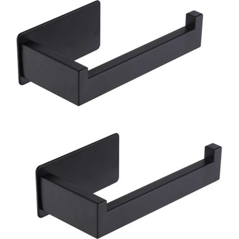 soportes para papel higiénico autoadhesivos, no porosos, de acero inoxidable negro mate, para baño y cocina (1/4)