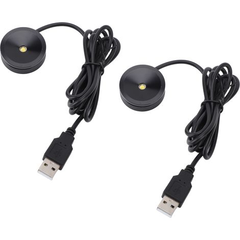 Lot de 2 mini spots LED ronds en aluminium, 5 V, pour intérieur, éclairage d'accentuation de photos, œuvres d'art, bijoux, vitrines et armoires. (1/5)