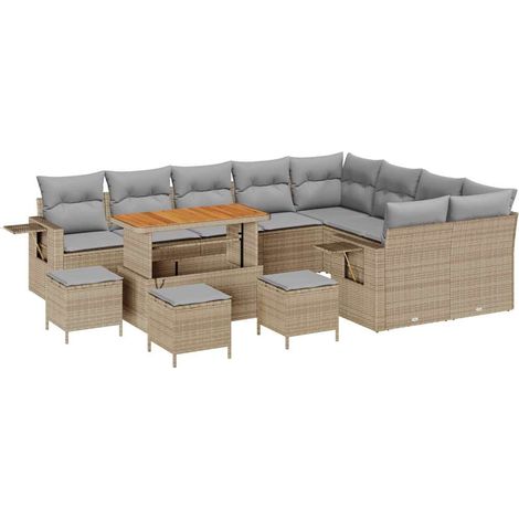 Maison Exclusive - Gartensofa-set 13 pcs Beige Poly-Rattan