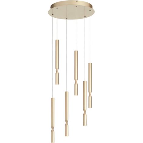 Lampada a sospensione LED a 6 Luci in metallo verniciato 35 cm Oro TUBIC (1/3)