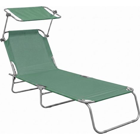 Aga tumbona de jardín reclinable con toldo Verde claro