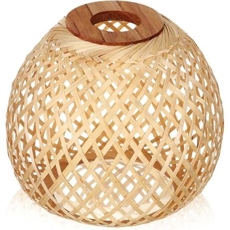 Abat-jour en bambou tissé fait à la main en rotin - Multifonction - Remplacement pour décoration d'intérieur - Design unique pour divers luminaires (1/5)