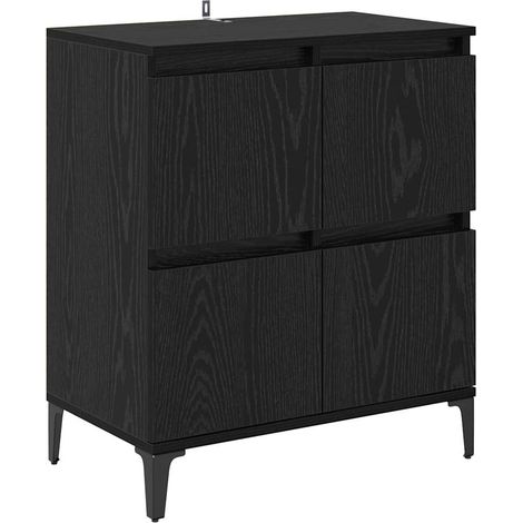 Buffet，Meuble de Rangement，Bahut Chêne noir 60 x 35 x 70 cm Bois d'ingénierie et fer CFW525724 (1/5)