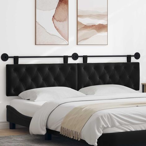 vidaXL Tête de lit suspendue Avec lumière LED Noir Velours (1/5)