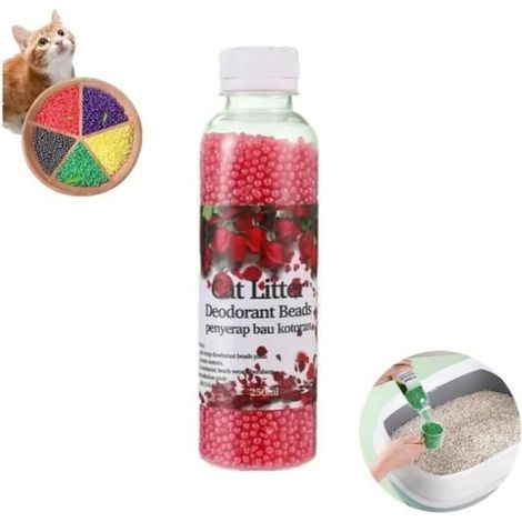 Perlas desodorantes para arena de gato, perlas desodorantes para eliminar olores de arena de mascotas, desodorizante reutilizable (1/4)