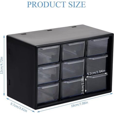Kleinteile-Organizer mit neun Schubladen Organizer zum Sortieren von Schrauben, Schmuck und Werkzeug (1/2)