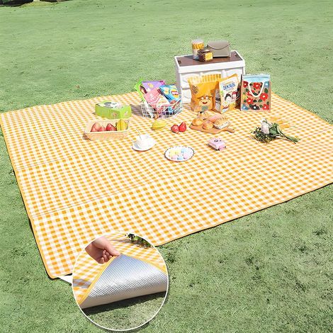 Couverture de pique-nique imperméable - Très grande couverture de plage 200x200cm avec poignées - Tapis de plage pliable, lavable et anti-sable - Couverture d'extérieur pour jardin et camping (1/4)