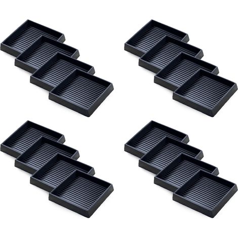 16 rutschfeste Möbelgleiter – 5 x 5 cm große, quadratische Gummigleiter für Rollen und Beine – Sofa-, Stuhl- und Bettbeinstopper, 16 Fußgleiter, Schwarz (1/4)