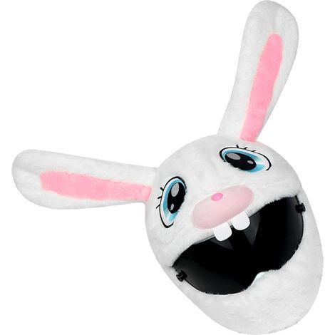 Housse de casque de moto en peluche douce et chaude, motif animal de dessin animé, en coton PP beige. Idéale pour le vélo en extérieur. (1/5)