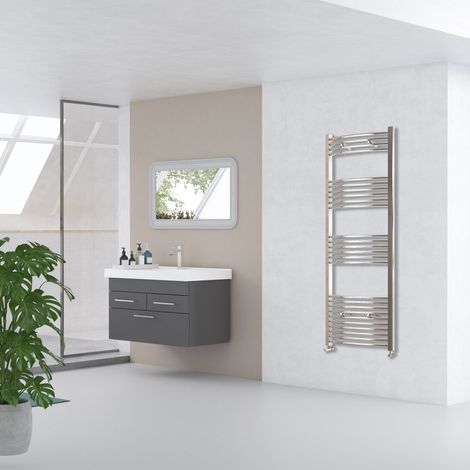 AICA 1600x400mm(HxW) Chrome Curved Center Heated Towel Track Heated Towel Radiator (1/5)