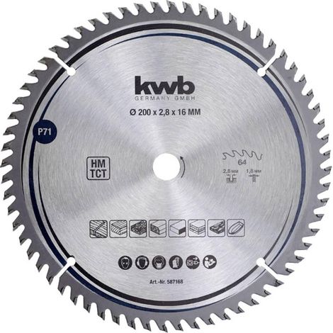 kwb lama per sega circolare Carburo Z-64 200 mm argento