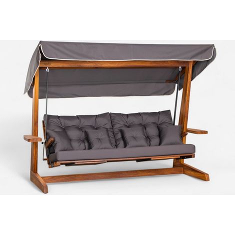 Balancelle de jardin en bois avec toit Luna Deluxe - Anthracite (1/5)