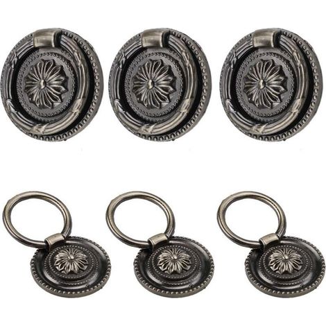 6pcs Vintage Furniture Handle, Vintage Brass Furniture Knob, Vintage Drawer Handle, Vintage Furniture Handle with Screws, Antique Furniture Handle for Cabinet Drawer Cupboard (1/5)
