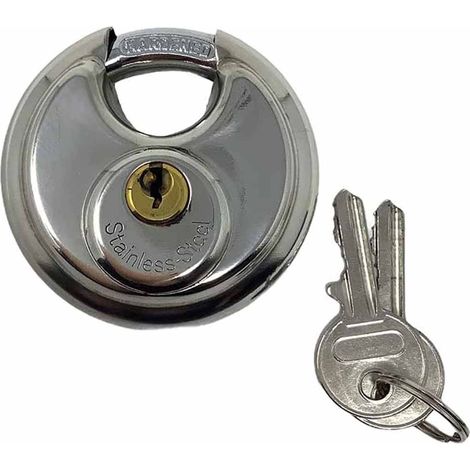 Lucchetto di sicurezza a disco 60mm per esterni serrande serrature catenaccio tondo in acciaio solido anticorrosione 2 chiavi (1/3)