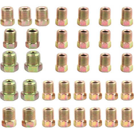 Kit de montage de ligne de frein, assortiment de 35 écrous de ligne de frein pour tuyau de frein de 3/16" (19 raccords) et 1/4" (16 raccords) pour tube de ligne de frein inversé (taille : 35 pièces) (1/5)