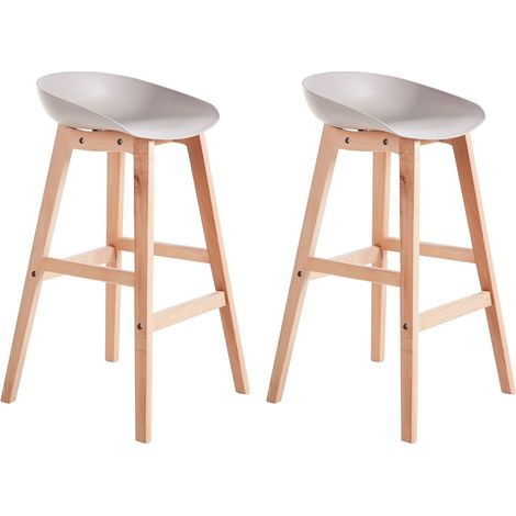Set of 2 Bar Chairs MICCO Taupe (1/5)