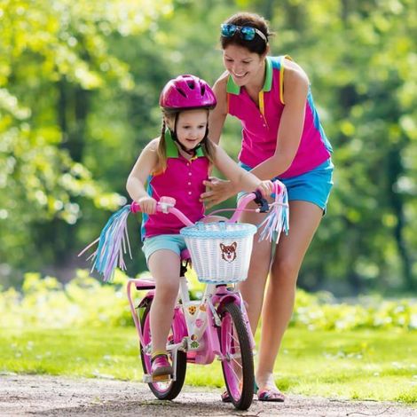 Panier Velo Enfant - - Panier de Guidon de Vélo Enfant, Tricotage à la Main Panier Vélo pour Filles Garçons - Bleu Blanc (1/5)