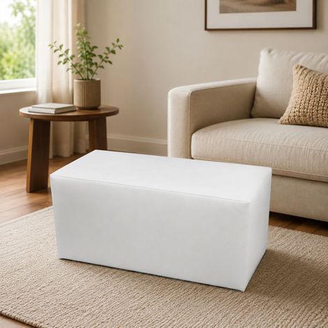 Dmora - Pouf Aceto, Mehrzwecksessel, Sitzsack, Hockerhocker, Made in Italy, 90x40 h42 cm, Weiß (1/4)