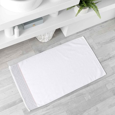 Tapis rectangle Belin blanc 50 x 85 cm (1/2)