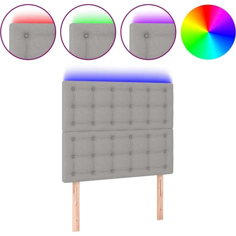 Maison Exclusive - Cabecero con luces LED tela gris claro 80x5x11 (1/5)