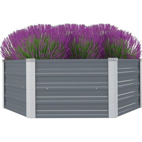 Pot de fleurs 129 x 129 x 45 cm, acier galvanisé, gris (1/5)