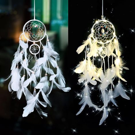 Atrapa-sueños - 5 Aros con Luces LED - Decoración Pared Habitación Infantil - Móvil Decorativo Niña Niño - 1 Unidad (1/5)