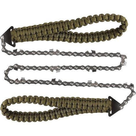 Tronçonneuse Pliante, Scie à Chaîne de Poche avec poignée en Paracord Scie à Main chaîne Pliante Équipement de Survie en Plein Air pour Camping Rando (1/5)