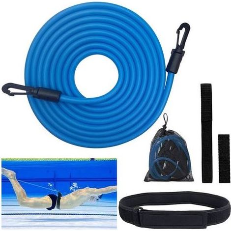 Bande de natation pour piscine Bande de résistance à la natation pour entraîneur de natation réglable pour enfants adultes Bande d'entraînement de natation 4M adaptée à n'importe quelle piscine (1/5)