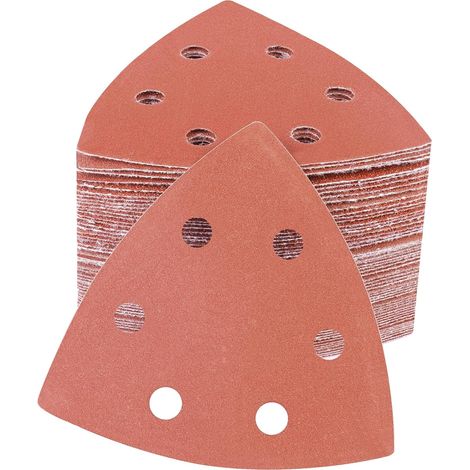 100 Pièces Papier Abrasif Delta-Triangle 93x93mm 320 Grain Disques Abrasifs Rouge 6 Trous pour Ponceuse (1/5)