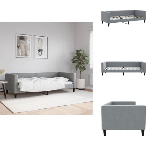 Lit de repos sans matelas gris clair 90x190 cm tissu - Canapé Lit - Lit Invité - Lit Deux Places - Meuble Multifonction - Mobilier Contemporain (1/5)