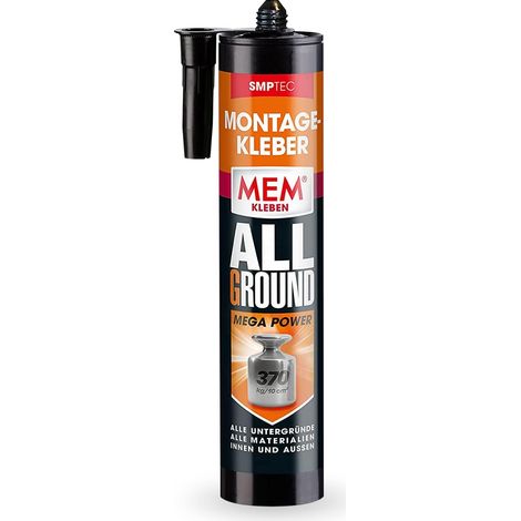 Colle de montage résistante à l'eau et aux UV, haute adhérence initiale et résistance finale très forte, pour presque toutes les surfaces, sans solvant, cartouche de 450 g, (1/5)