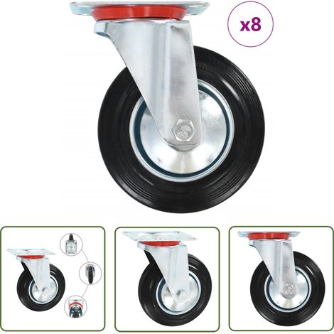 The Living Store 8 pcs Roulettes pivotantes 160 mm - Roulettes Pivotantes - Roulettes De Chariot - Roues Mobiles - Accessoires Meuble - Manutention (1/5)