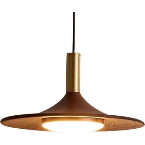 Suspension simple, 25 cm, fer forgé, couleur noyer, une seule tête, lumière chaude. (1/4)