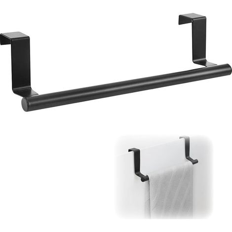 (Noir) Porte-serviettes, 23 cm, porte-serviettes de porte, cuisine, porte-torchons sans perçage, porte-serviettes, porte-serviettes de porte pour salle de bain et chambre (1/4)