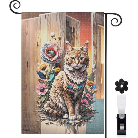 Drapeau de jardin décoration extérieure toile durable double face 30 x 45 cm pour entrée maison (1/5)